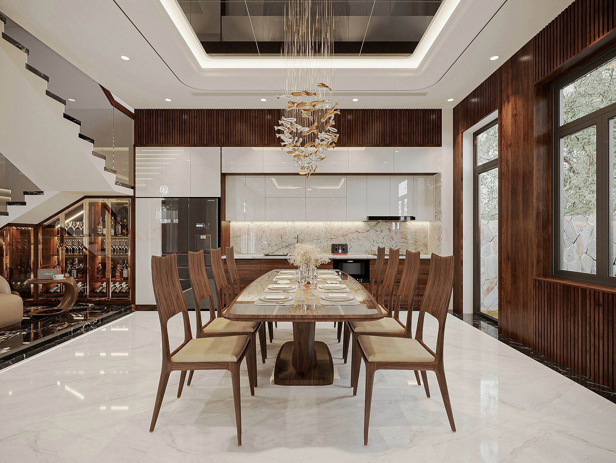 Bàn ăn gỗ óc chó cao cấp