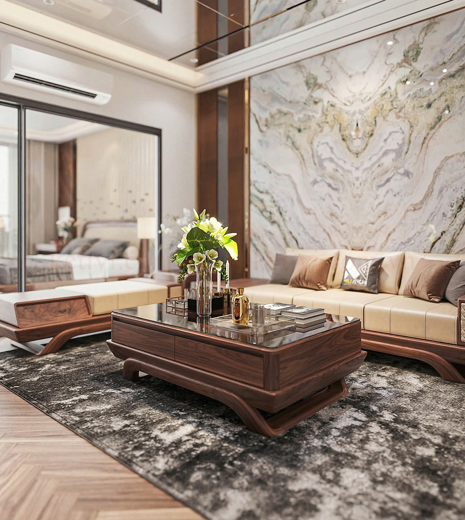 Bàn trà gỗ Óc Chó