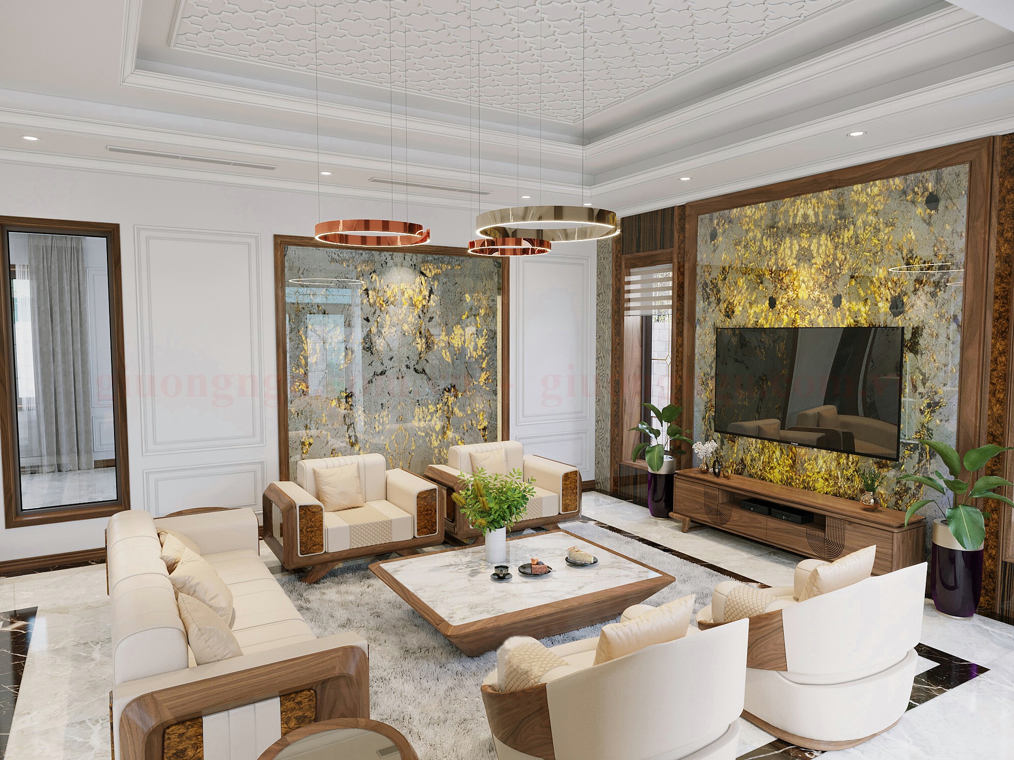 Mẫu sofa gỗ óc chó đẹp, thiết kế hiện đại và sang trọng