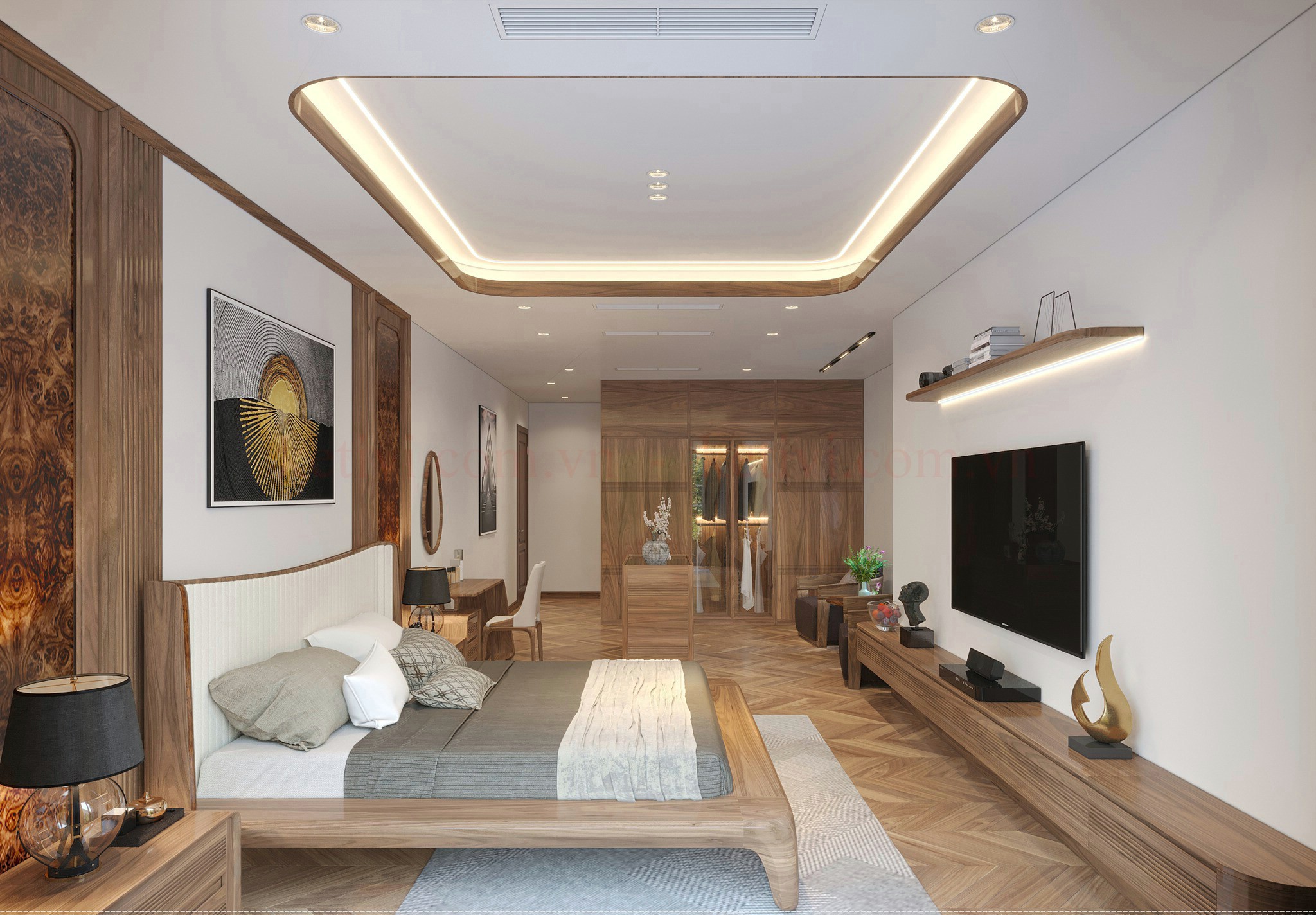 Kệ tivi treo tường gỗ Óc Chó