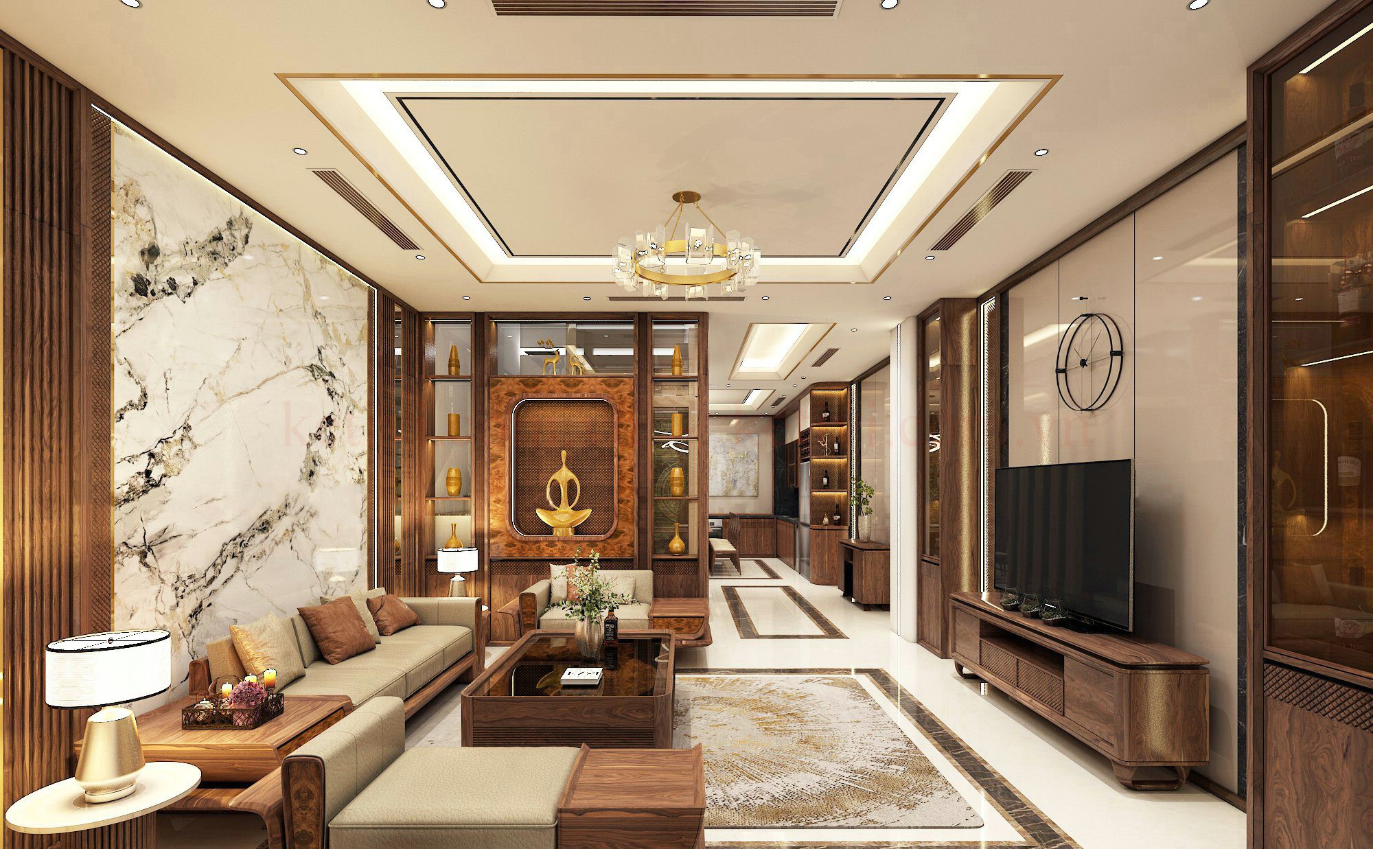 Phòng khách chung cư cao cấp với thiết kế hiện đại